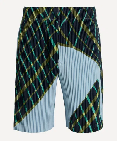 Issey Miyake Homme Plisse  Mens Windswept Plaid Pleated Shorts