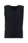 Issey Miyake Tank Top Ribbed Texture Sleeveless V-neckline In Blue