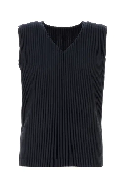ISSEY MIYAKE HOMME PLISSE' ISSEY MIYAKE MIDNIGHT BLUE POLYESTER TANK TOP