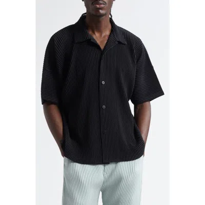 Issey Miyake Homme Plissé  Monthly Colors April Camp Shirt In Black