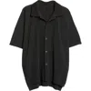 Issey Miyake Homme Plissé  Mc July Camp Shirt In Black