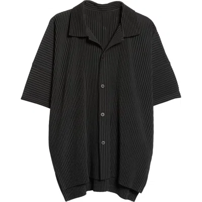 Issey Miyake Homme Plissé  Mc July Camp Shirt In Black