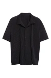 Issey Miyake Homme Plissé  Mc July Camp Shirt In Black