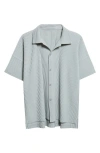 Issey Miyake Homme Plissé  Monthly Colors July Pleated Short Sleeve Button-up Shirt In Blue