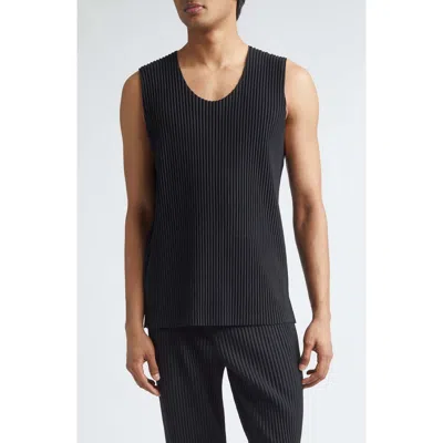 Issey Miyake Homme Plissé  Monthly Colors June Pleated Sleeveless Top In Black