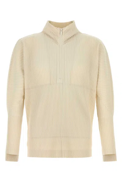 Issey Miyake March Edition Ribbed High Collar Jacket In Brown