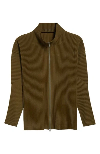 Issey Miyake Homme Plissé  Monthly Colors Pleated Full Zip Jacket In Green