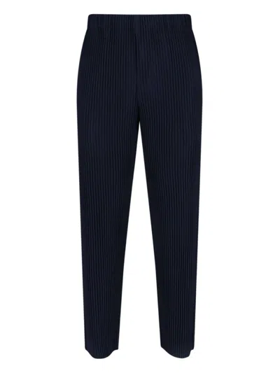 ISSEY MIYAKE HOMME PLISSÉ ISSEY MIYAKE NAVY PLEATED HIGH-WAISTED TROUSERS WITH TWO SIDE POCKETS