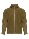Issey Miyake Olive Green Zip-up Jacket With Ribbed Texture In Green
