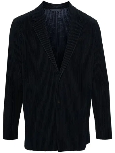 Issey Miyake Homme Plissé  Outerwear In Navy Blue