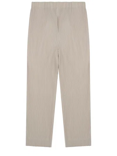 Issey Miyake Pleated Straight-leg Mid-rise Trousers Pants In Neutral