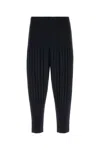 Issey Miyake Navy Blue Polyester Pant In Black