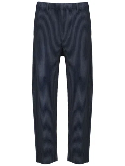 Issey Miyake Straight Manarola Boat Navy Pleated Trousers In Blue