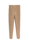 Issey Miyake Beige Antiqued Polyester Pant In Pink