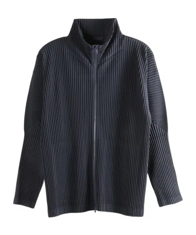 Issey Miyake Long-sleeved Zip-up Shirt In Blue