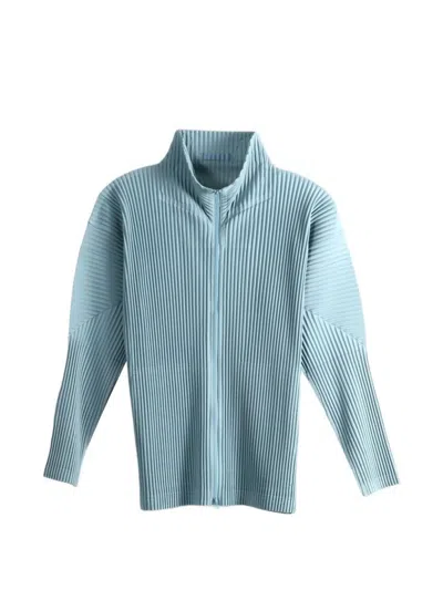 Issey Miyake Homme Plisse'  Pleated Cardigan In Blue