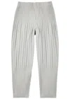 Issey Miyake Basic Pleated Tapered-leg Knitted Trousers In Light Grey