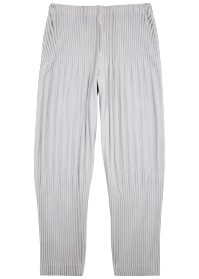 Issey Miyake Homme Plissé  Pleated Cropped Trousers In White