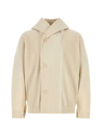 Issey Miyake Homme Plisse'  Pleated Hoodie In Neutral