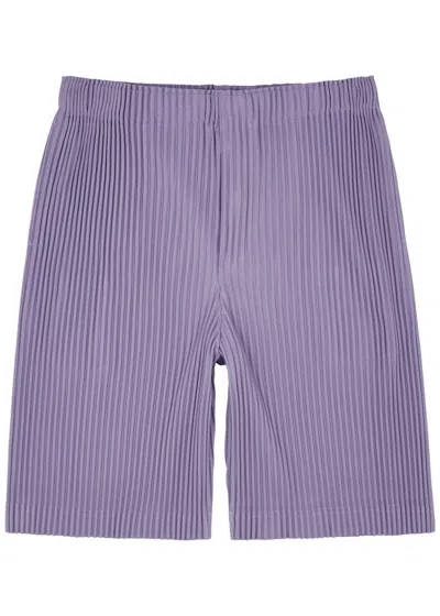 Issey Miyake Homme Plissé  Pleated Jersey Shorts In Lilac