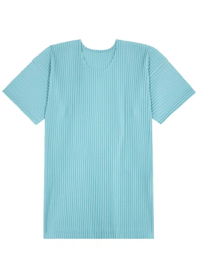 Issey Miyake Homme Plissé  Pleated Jersey T-shirt In Blue