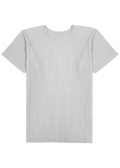Issey Miyake Homme Plissé  Pleated Jersey T-shirt In Gray