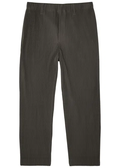 Issey Miyake Homme Plissé  Pleated Jersey Trousers In Brown