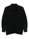 Issey Miyake Pleated Texture Long-sleeve Polo With Structured Neckline In Black