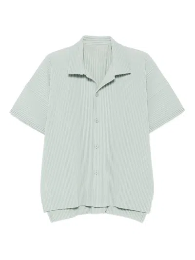 Issey Miyake Homme Plisse'  Pleated Polo Shirt In Blue