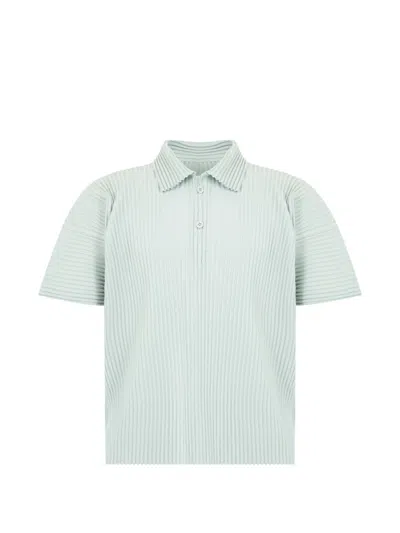 Issey Miyake Pleated Polo Shirt In Green