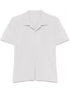 Issey Miyake Pleated Polo Shirt In Light Grey