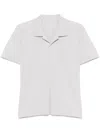 Issey Miyake Pleated Polo Shirt In Light Grey
