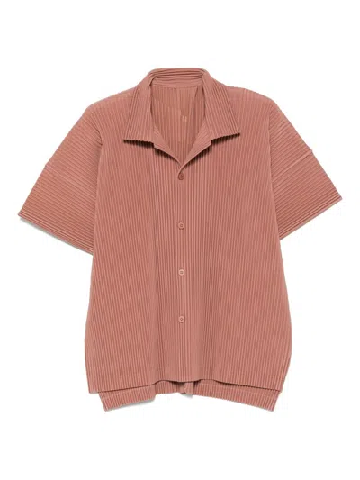 Issey Miyake Homme Plisse'  Pleated Polo Shirt In Red