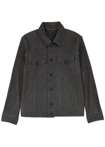 Issey Miyake Homme Plissé  Pleated Printed Jersey Shirt In Black