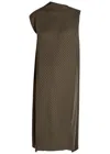 Issey Miyake Fold Pleats Sleeveless Midi Dress In Brown