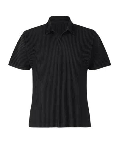 Issey Miyake Homme Plissé  Pleated Short Sleeved T-shirt In Black