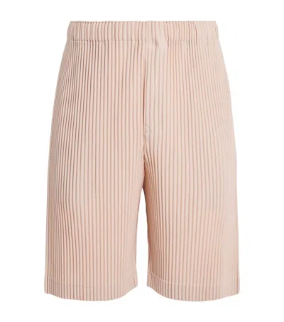 Issey Miyake Homme Plissé  Pleated Shorts In Pink