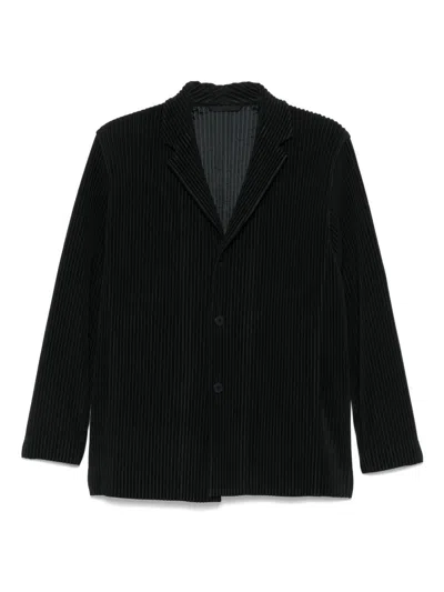 Issey Miyake Homme Plisse'  Pleated Single-breasted Jacket In Black
