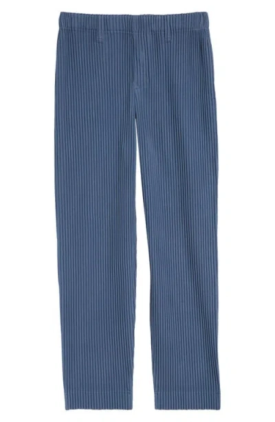 Issey Miyake Homme Plissé  Pleated Straight Leg Pants In Blue Gray