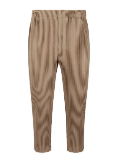Issey Miyake Homme Plissé  Pleated Tapered Pants In Brown