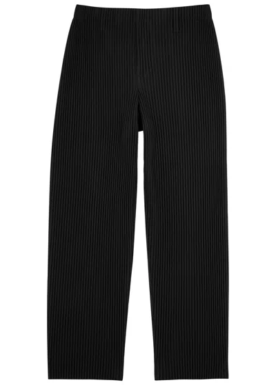 Issey Miyake Homme Plissé  Pleated Straight-leg Trousers In Black