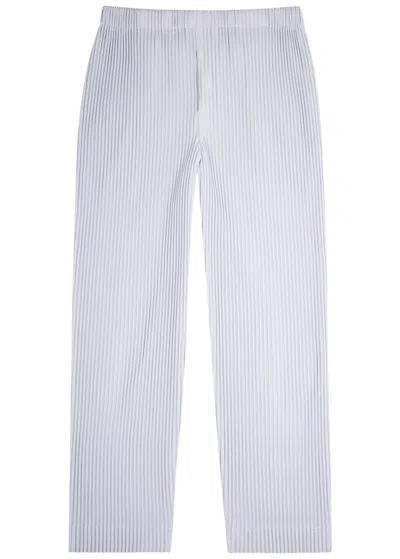 Issey Miyake Homme Plissé  Pleated Straight-leg Trousers In Light Blue