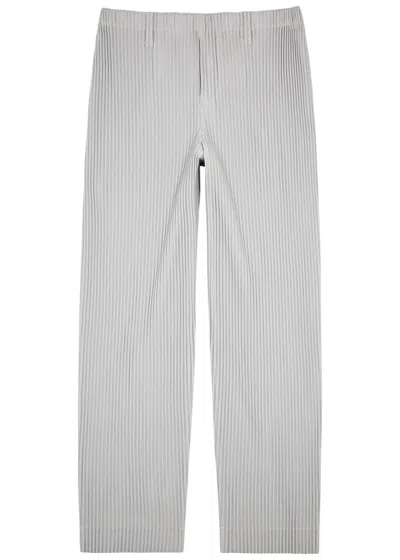 Issey Miyake Homme Plissé  Pleated Straight-leg Trousers In Gray