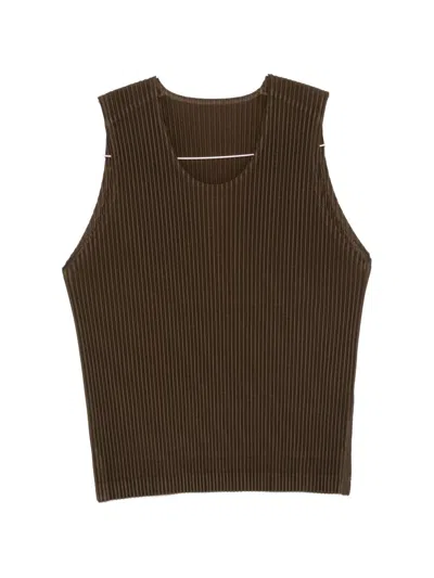 Issey Miyake Homme Plisse'  Pleated Top In Brown