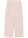 Issey Miyake Pleated Almond Beige Crop Trousers With Side Welt Pockets In Beige