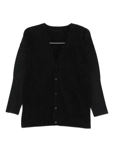 ISSEY MIYAKE HOMME PLISSE' ISSEY MIYAKE PLEATED V-NECKED CARDIGAN