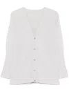 Issey Miyake Ribbed Texture V-neck Cardigan Pockets In Light Grey