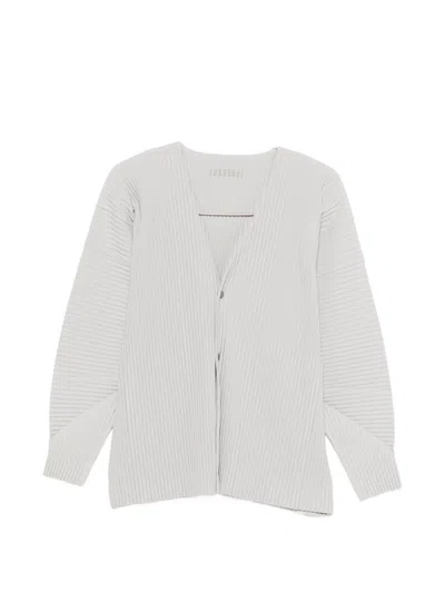 Issey Miyake Homme Plisse'  Pleated V-necked Cardigan In Multi