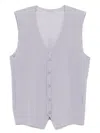 Issey Miyake Pleated Sleeveless V-neck Ribbed Vest