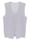 Issey Miyake Pleated Sleeveless V-neck Ribbed Vest